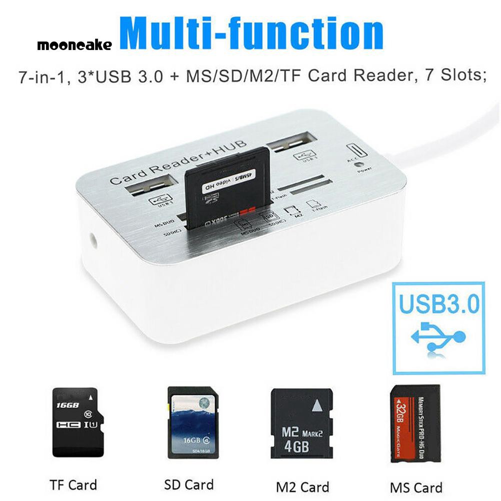 Bộ Chia 3 Cổng Usb 3.0 Tốc Độ Cao Tích Hợp Đầu Đọc Thẻ Nhớ Ms Sd M2 Tf