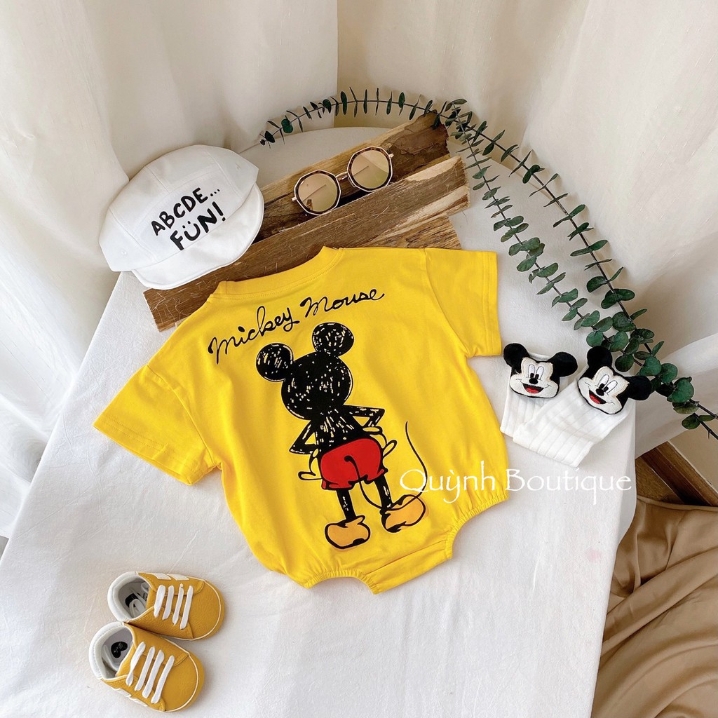 Quần áo trẻ em  [ QUỲNH BOUTIQUE ] bodysuit Mickey cộc tay (Vàng, xanh, Trắng)