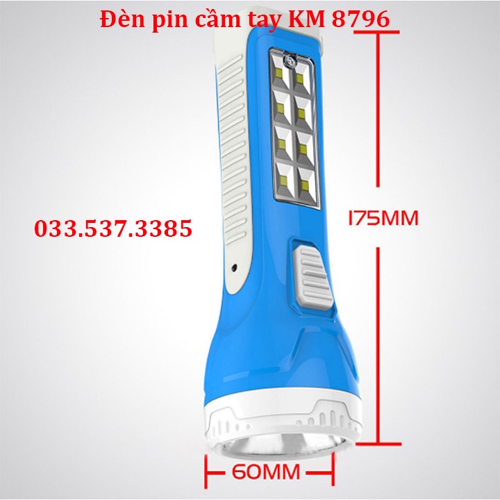 Đèn bin siêu sáng, đèn dự phòng cúp điện KM 8796 khả năng chiếu sáng xa