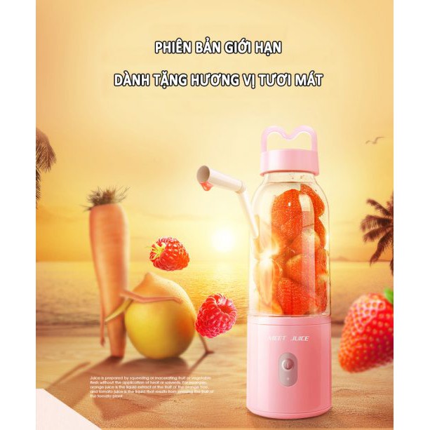 Máy Xay Sinh Tố, Máy Xay Cầm Tay Meet Juice Mini Có Sạc Pin Công Suất 150W