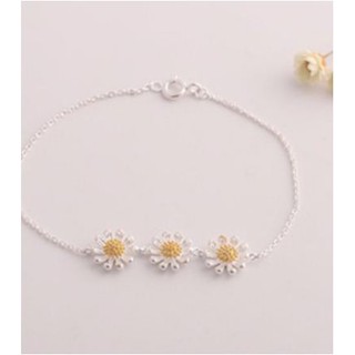 Vòng tay bạc 3 hoa cúc cao cấp Hàn Quốc
