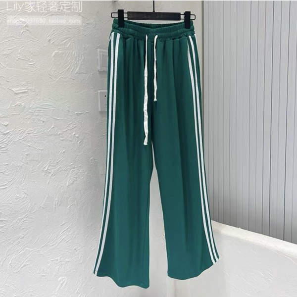 Quần suông thể thao 2 sọc rút dây bản to - Culottes ống rộng cạp cao trẻ trung, thiết kế năng động, thoải mái Ulzzang