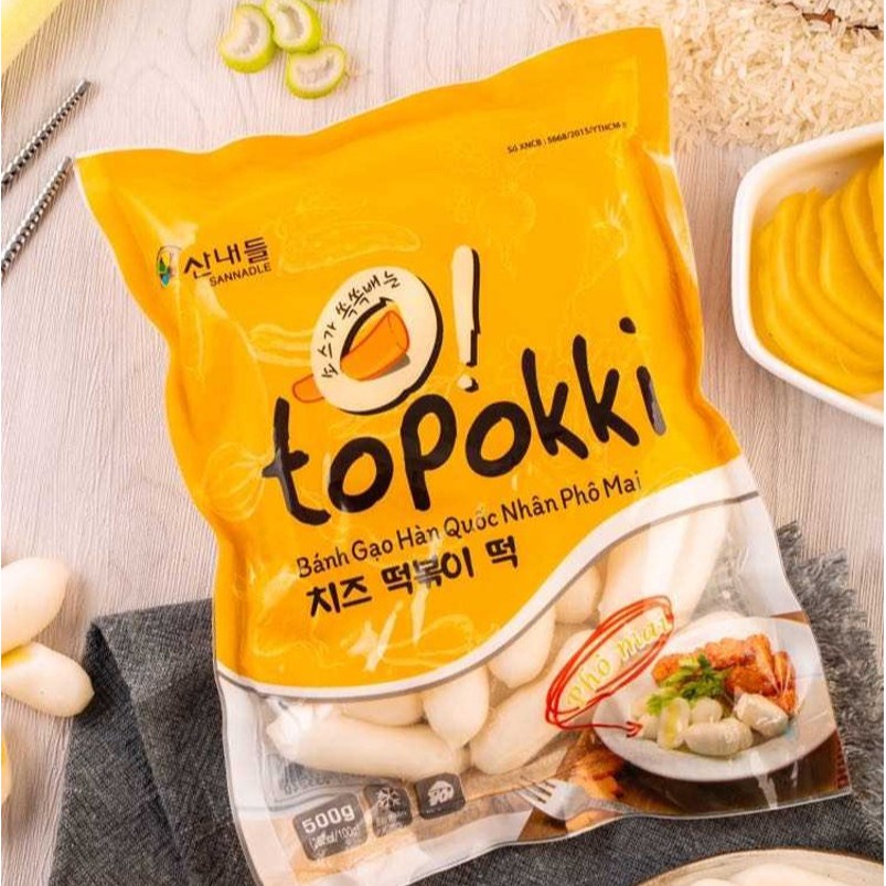 500G TOKBOKKI NHÂN PHOMAI KÈM SỐT NẤU LOẠI NGON NHẤT - Bánh gạo cay hàn quốc nhân phô mai (chỉ ship HN)