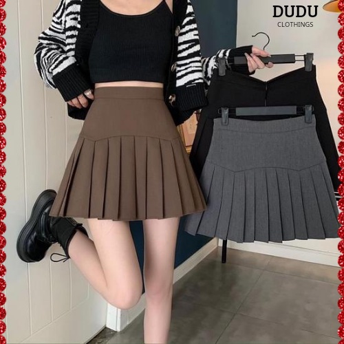 Chân Váy Xếp Ly Hàn Quốc Xám Đen Nâu Năng Động CV03