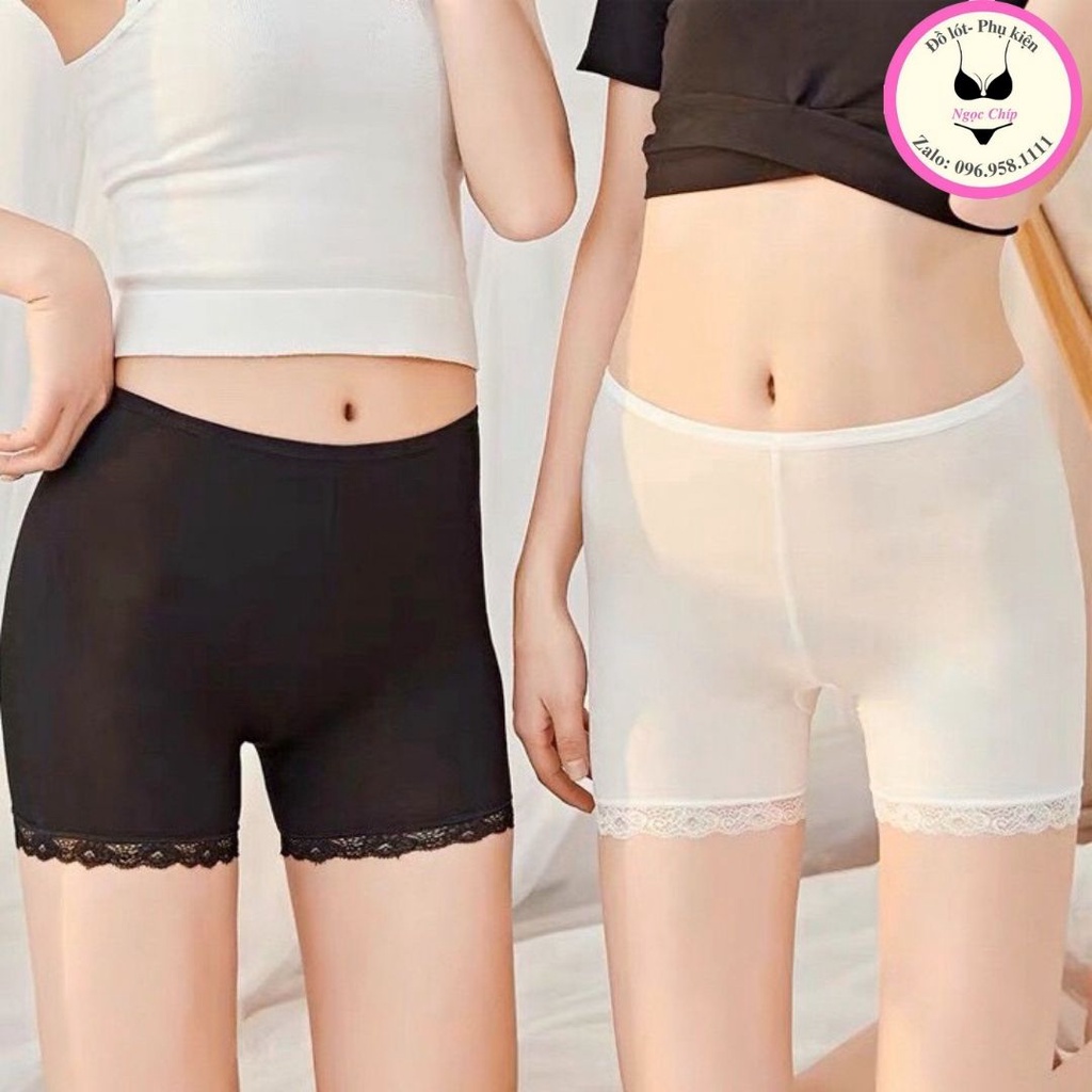 Quần mặc trong váy,quần lót bảo hộ chất cotton co giãn 4 chiều phối viền ren siêu xinh
