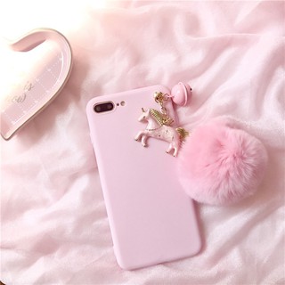 Ốp lưng unicorn kèm cục bông