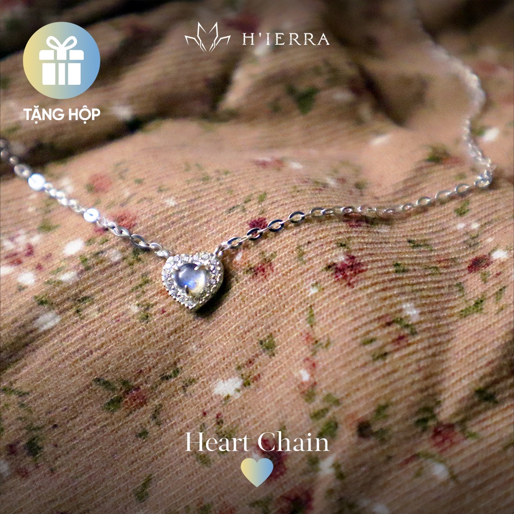 Dây chuyền bạc nữ H'ierra Heart Chain đính đá Moonstone/ Labradorite/ Garnet / Amethyst / Topaz