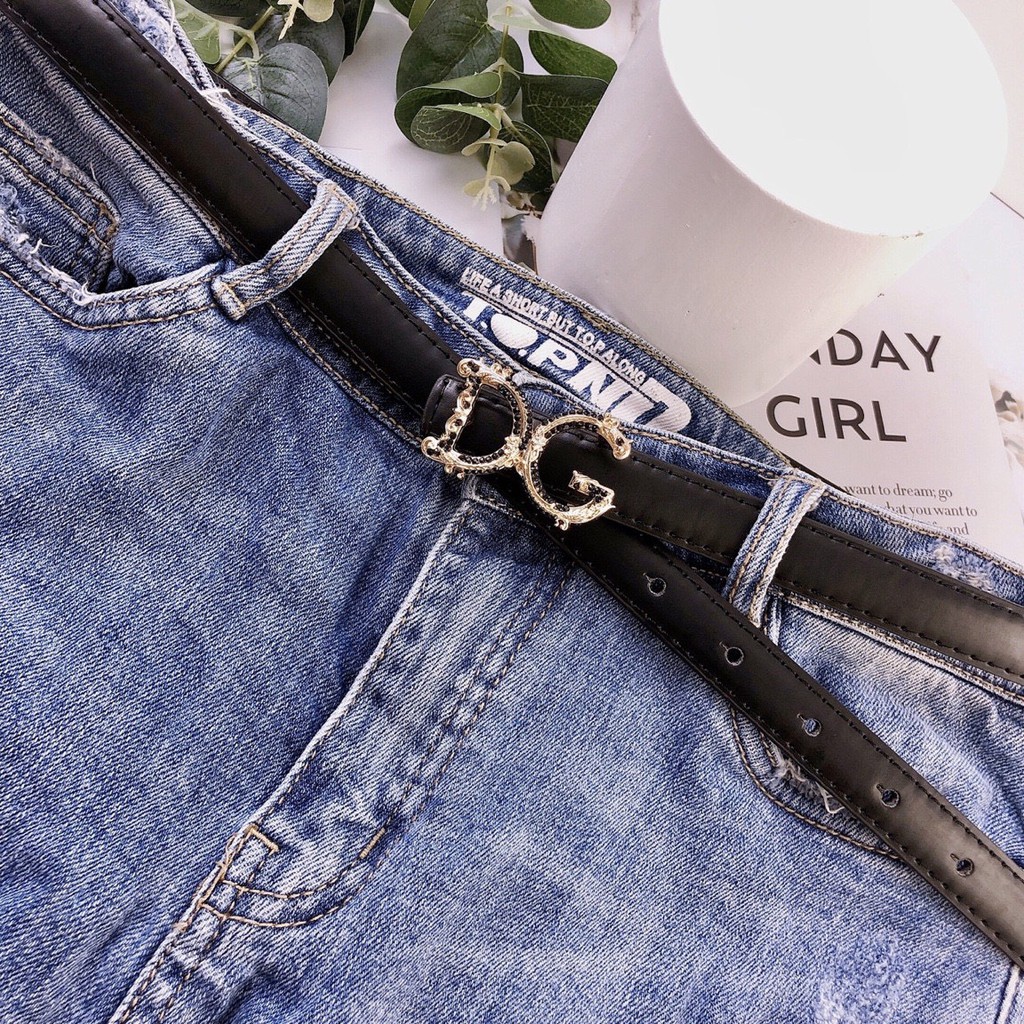 dây nịt thắt lưng bản 2cm chữ sang chảnh dg họa tiết cực hot hit ảnh thật