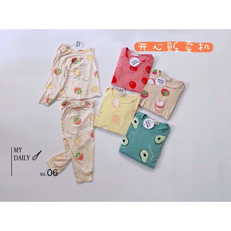 Bộ quần áo dài tay Minky mom thun lạnh họa tiết trái cây cho bé [BABY KHOAI]