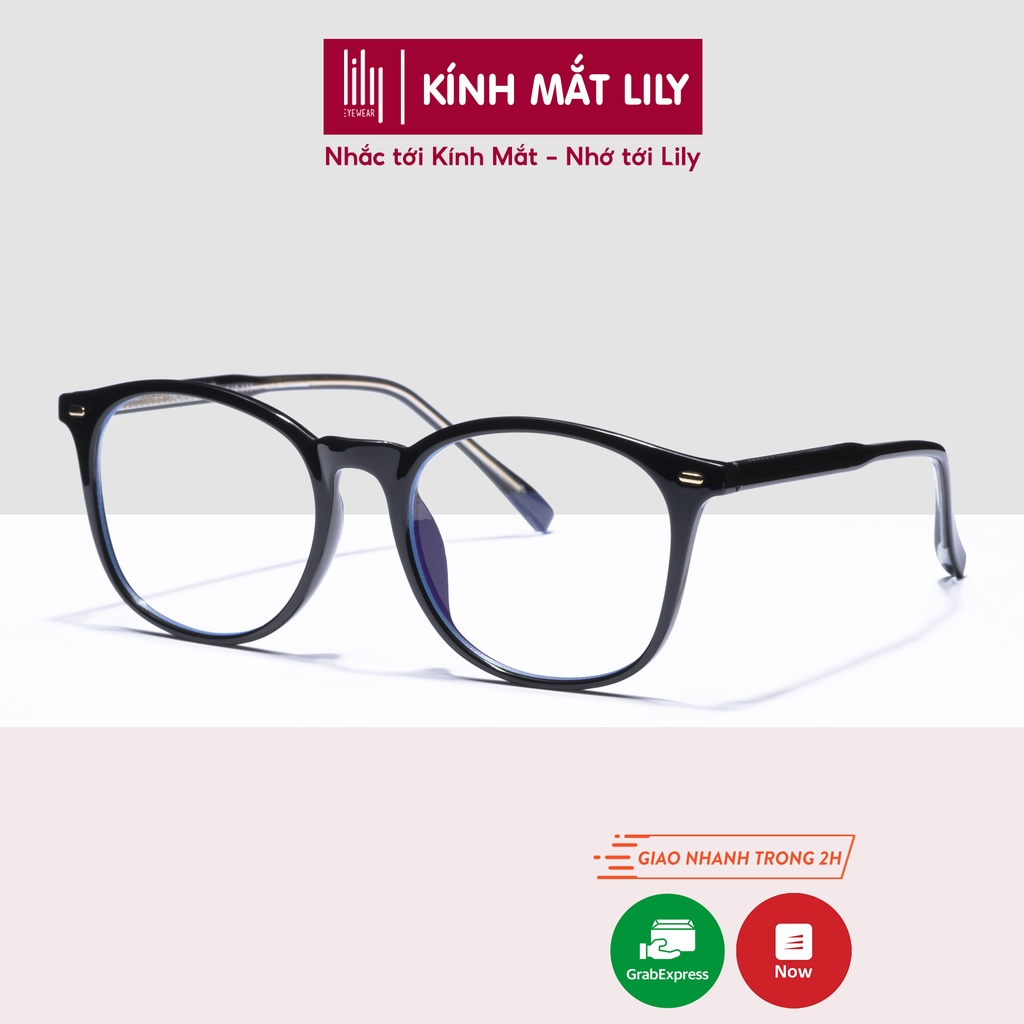 Kính mắt tròn nam nữ LILYEYEWEAR chất liệu nhựa cứng cáp đeo giả cận thời trang 30036