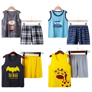 Bộ Ba Lỗ Cho Bé Trai Từ 1 Đến 8 Tuổi Chất Cotton Mỏng Thoáng Mát Hình In Dễ Thương