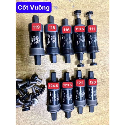 Trục Cốt Giữa,Cốt Vuông Hàng Taiwan Size 113.5, 120, 122mmCho Xe Đạp