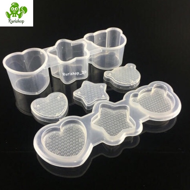 Bộ ba khuôn cơm nắm, trứng Nhật Bản Inomata (nhựa trong) tạo hình ngôi sao trái tim gấu cho bé