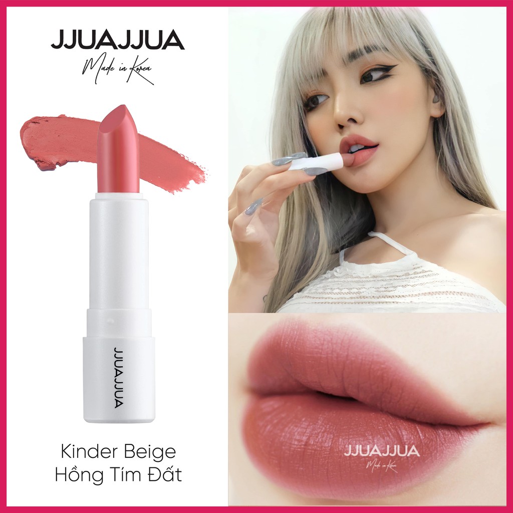 SON THỎI LÌ JJUAJJUA KINDER BEIGE (HỐNG TÍM ĐẤT)