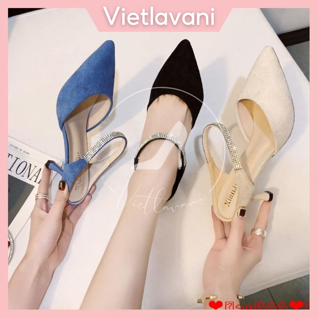 Giày cao gót THC51 kiểu dáng Hàn Quốc 7cm da lộn công sở đi làm đi chơi