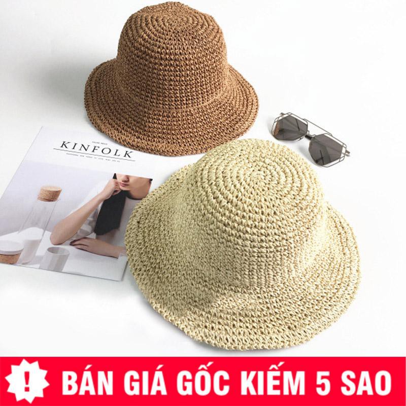 [Freeship đơn từ 0đ] Nón Cói Du Lịch Đan Trơn Xinh Xắn Có Thể Gấp P1303