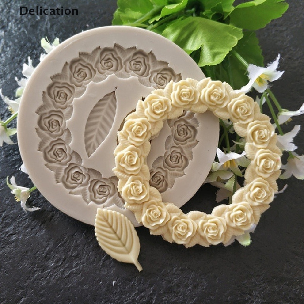 Khuôn silicon làm bánh tạo hình hoa hồng/ lá DIY