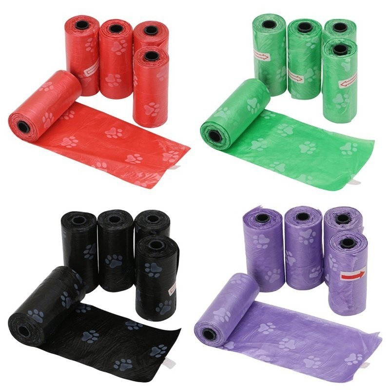 Set 5 cuộn túi đựng rác họa tiết chân chó