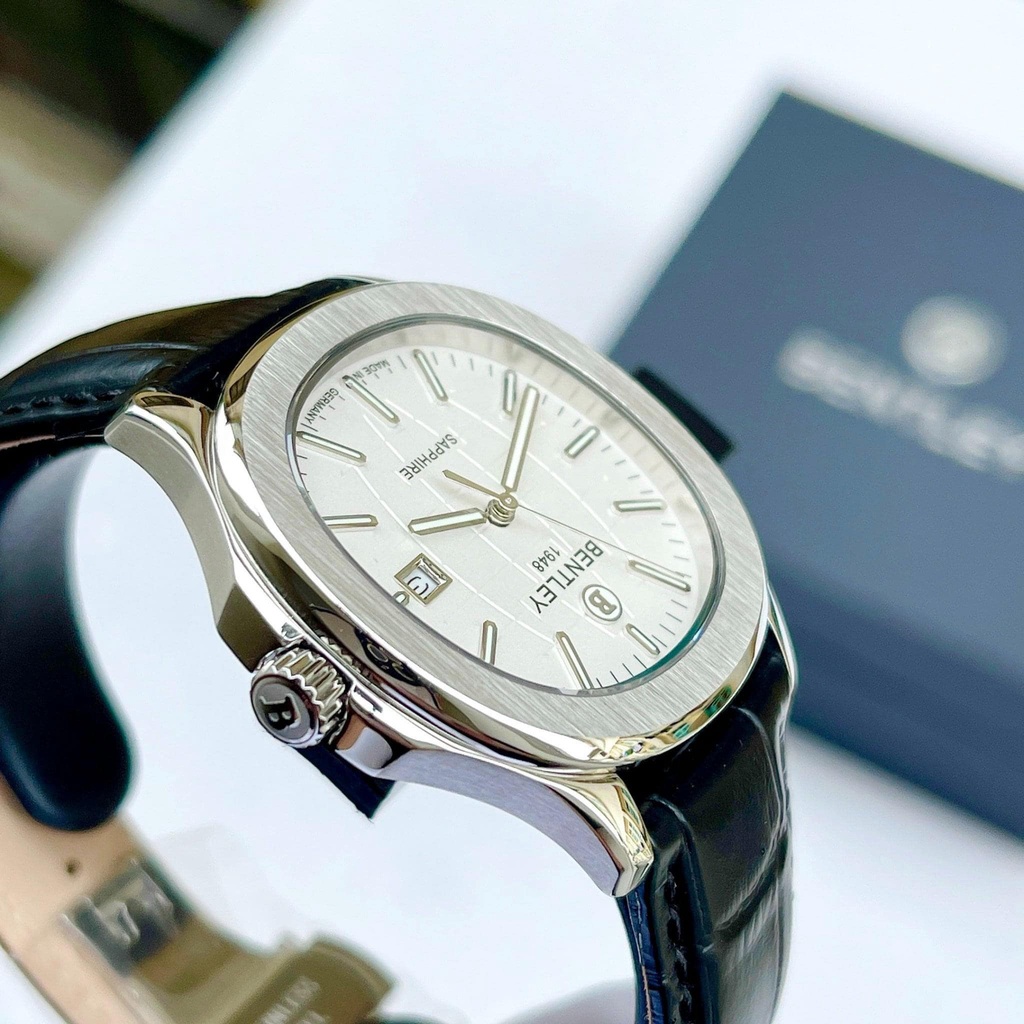 Đồng hồ cặp đôi cao cấp Bentley Nautilus BL1869 dây da, vành trơn chính hãng - Giá 1 chiếc