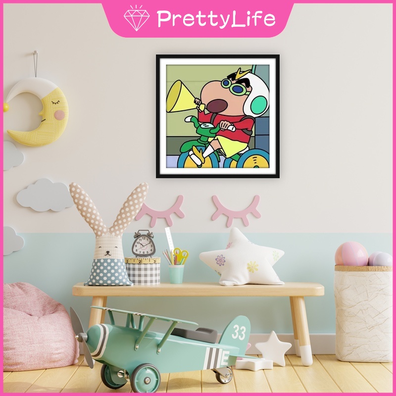 Bộ Tranh Đính Đá 5D Họa Tiết Hoạt Hình Cậu Bé Bút Chì Độc Đáo DIY Kích Thước 30x30CM