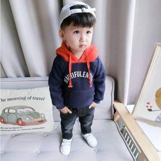 Áo khoác nỉ hoddie nỉ lông ấm có mũ liền cho bé trai - Hàng Quảng Châu
