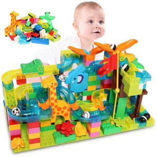 168PCS Big Size Marble Race Run Blocks Bricks Maze Ball Track Jungle Adventure Series Building Block Slide Block Toys