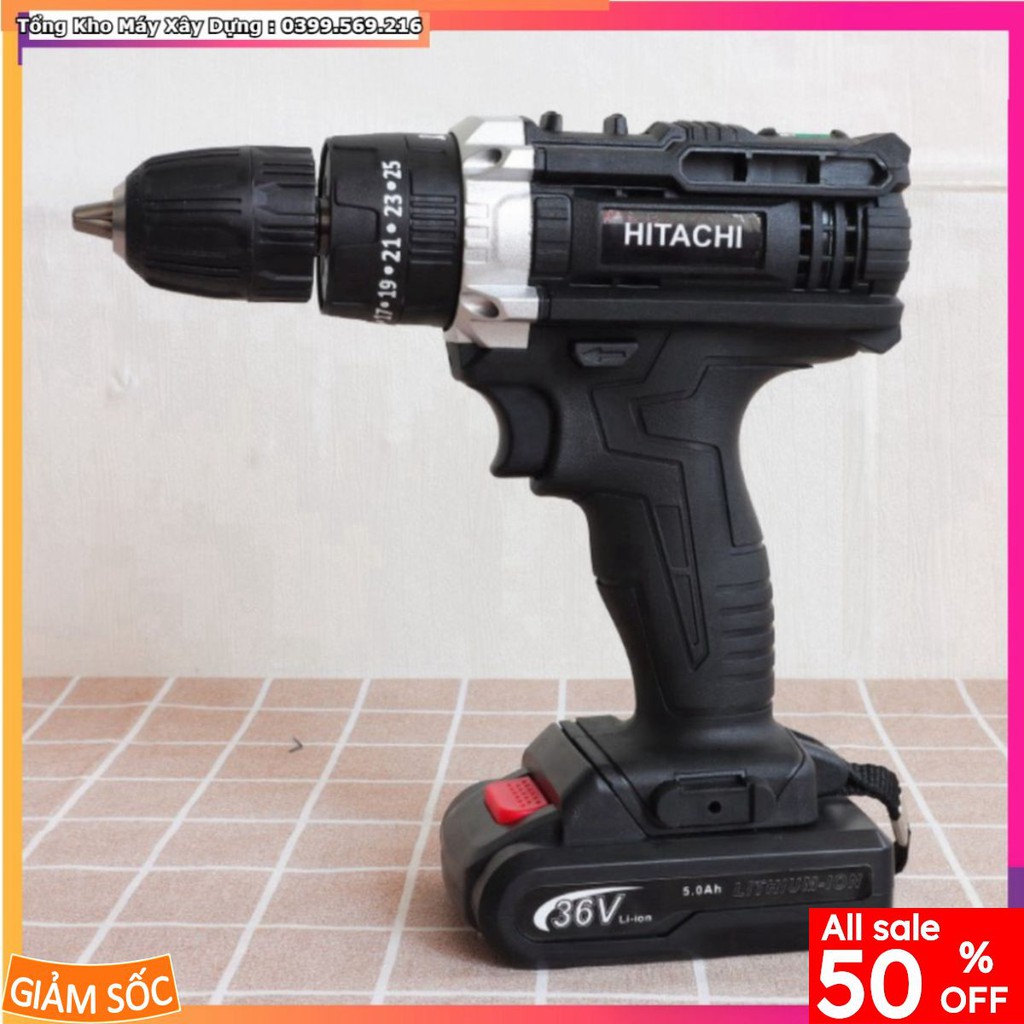 HOT ƯU ĐÃI Máy khoan Hitachi 36V phụ kiện 24 chi tiết - Có búa khoan tường + Bộ phụ kiện 24 chi tiết - khoan tường  HỖ T