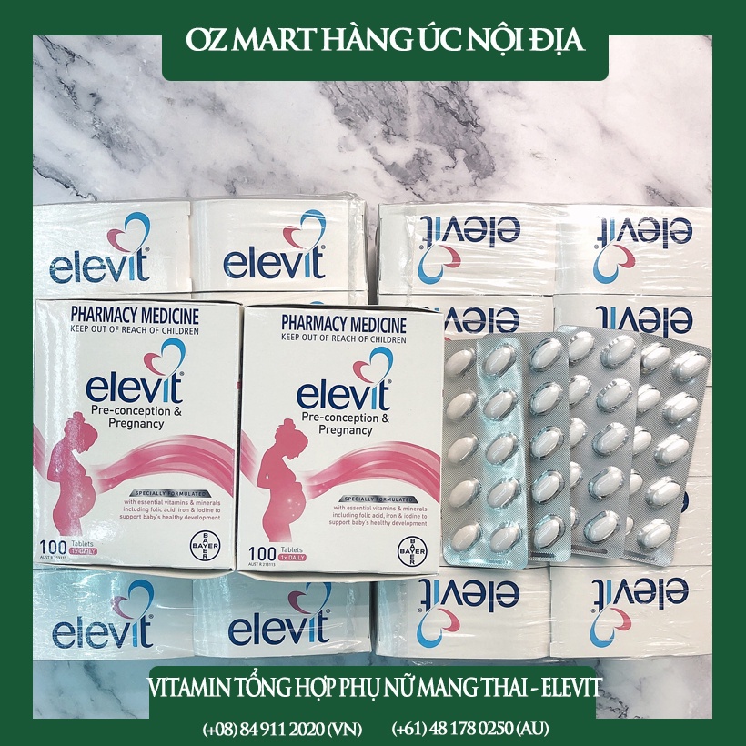 Vitamin tổng hợp dành cho phụ nữ mang thai Elevit Oz Mart Hàng Úc Nội Địa 100 viên