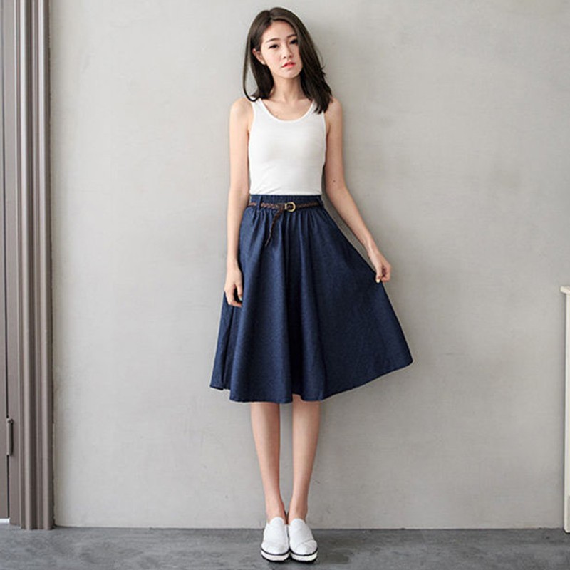 Chân Váy Jeans Chữ A Lưng Thun Thời Trang Nữ Tính | BigBuy360 - bigbuy360.vn