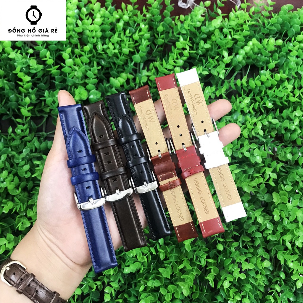 Dây da đồng hồ DW da nam nữ DA THẬT ĐỦ SIZE TỪ 12MM ĐẾN 20MM