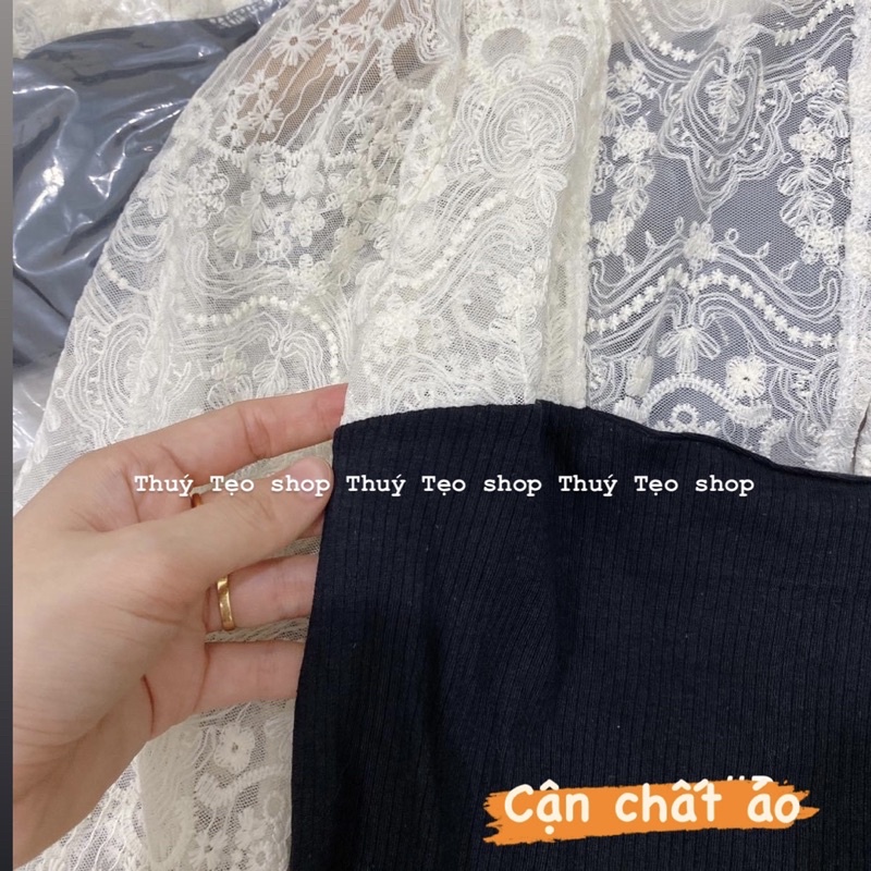 [Hàng sẵn] Áo kiểu tiểu thư thun tăm phối tay ren xoè ullzang