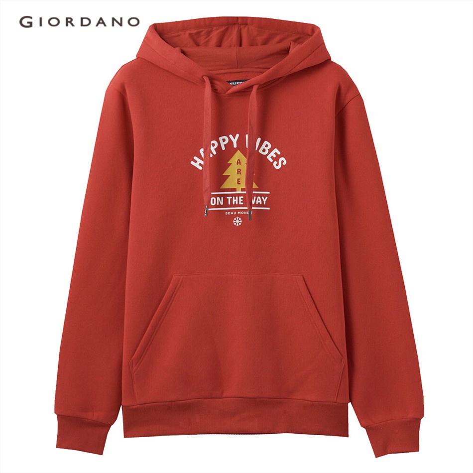 GIORDANO MEN Fleece-lined printed hoodie 30099709