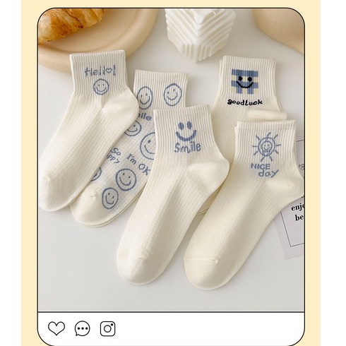 Vớ tất cổ ngắn kem hello mặt trời smile