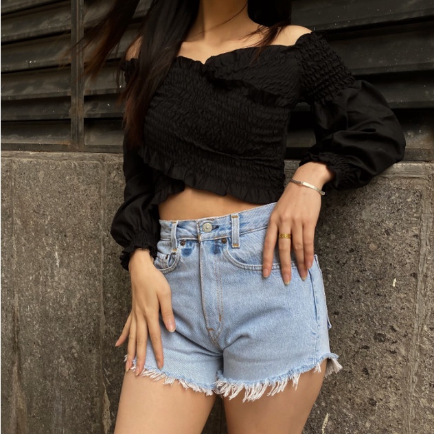 Áo chun đắp chéo tay dài nữ tính - Chicbae21