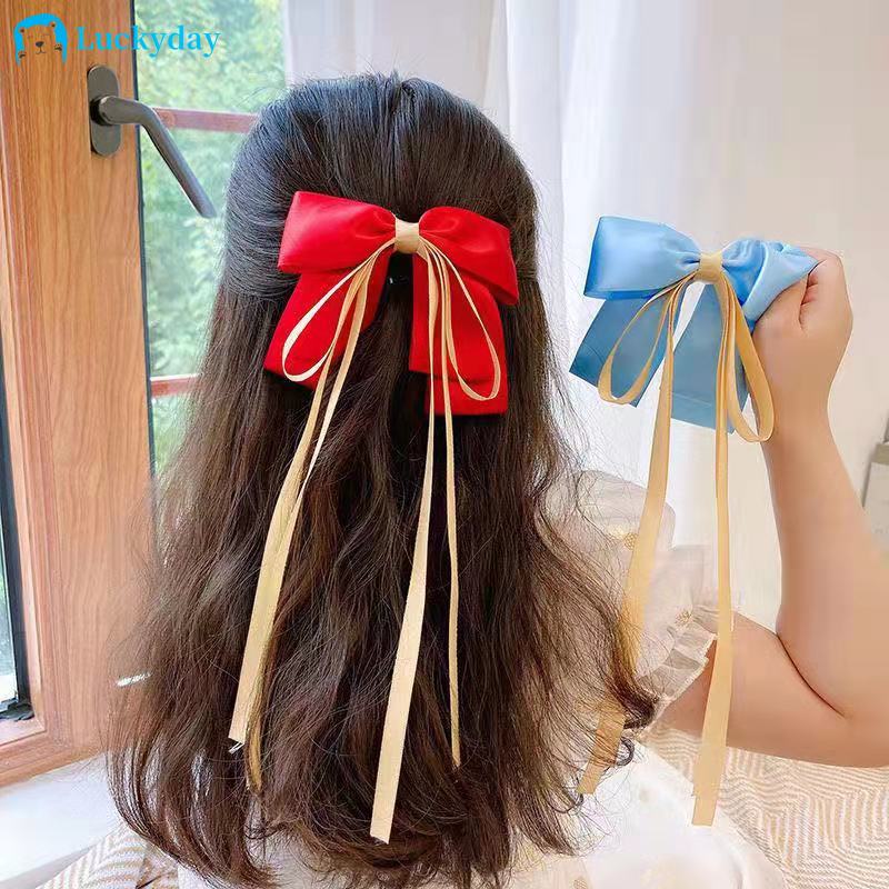 Kẹp tóc trang trí nơ lụa thời trang cho trẻ em