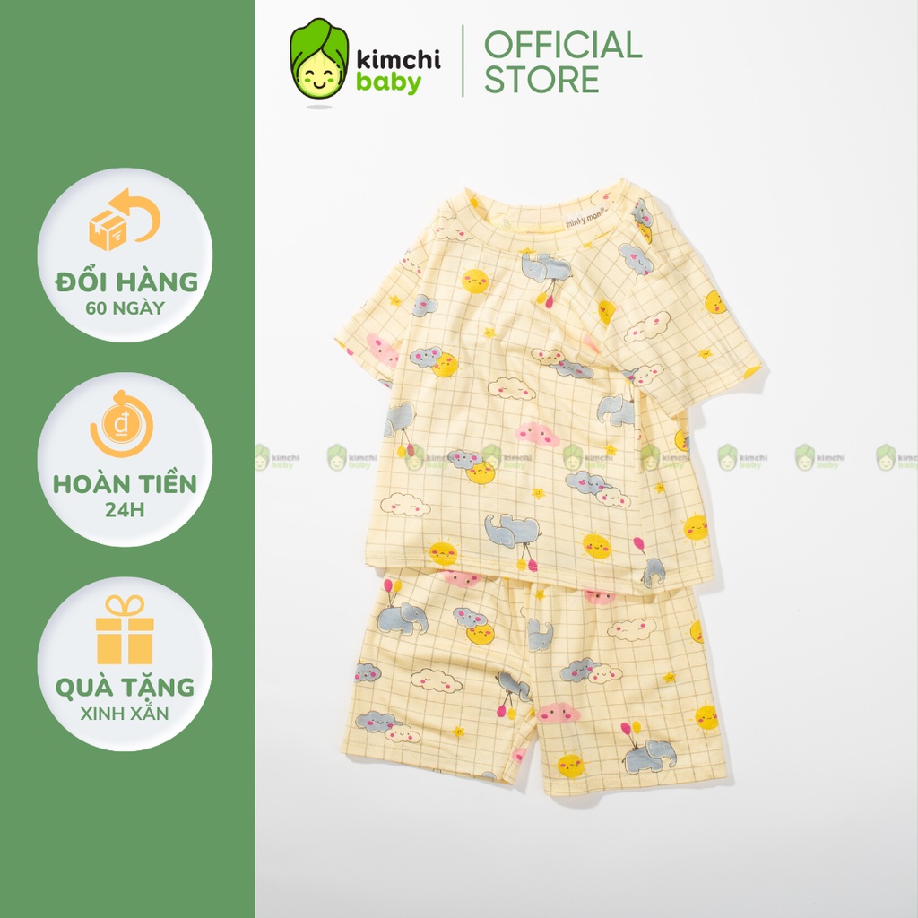 Bộ Cộc Tay Cho Bé Trai, Bé Gái MinkyMom Vải Thun Lạnh Hoạ Tiết Sư Tử Cá Heo, Bộ Quần Áo Trẻ Em Mặc Nhà MKM2229