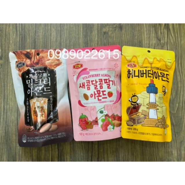 Hạnh nhân mật ong, dâu, trà sữa đường đen Hàn Quốc HSD 2022