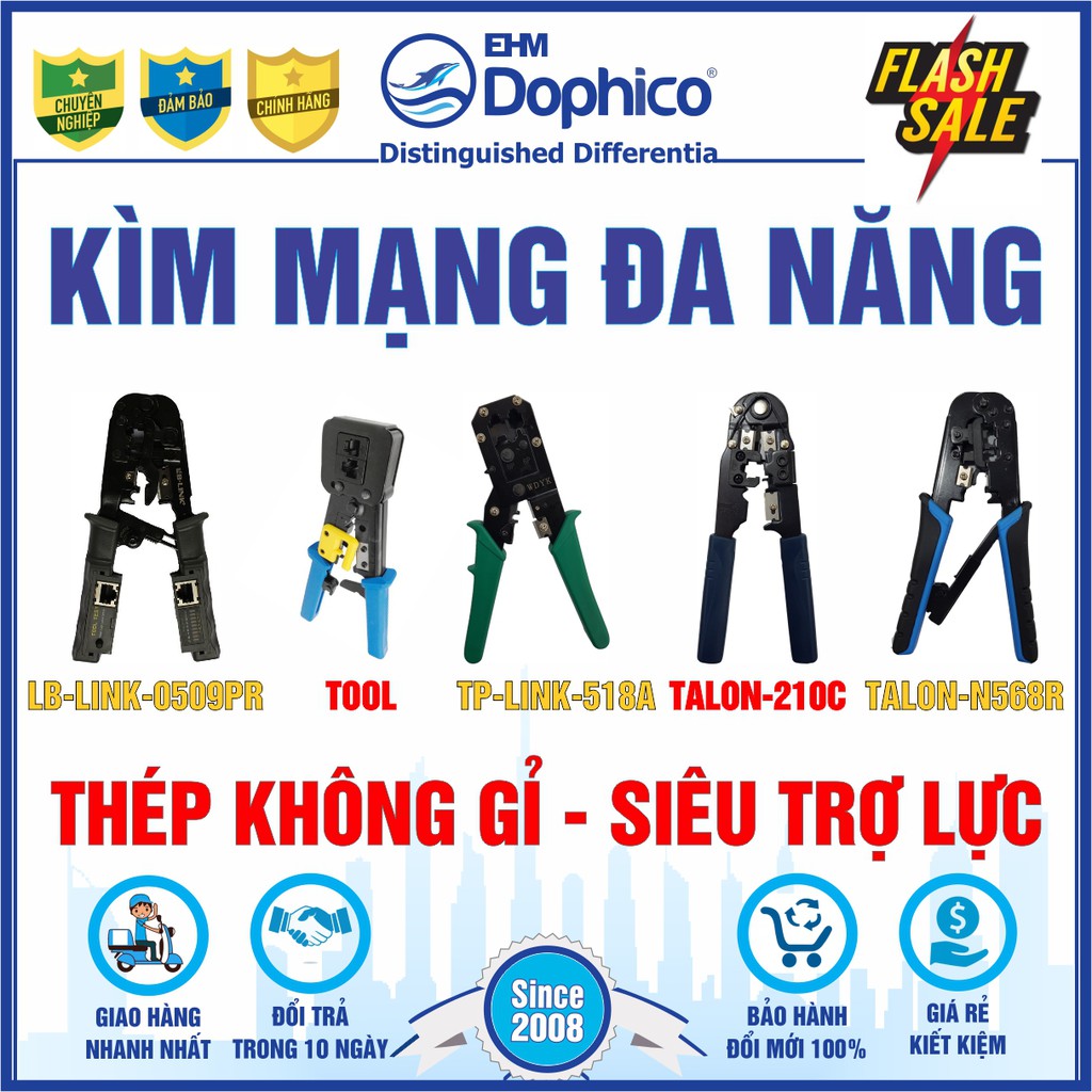 Kìm mạng đa năng cao cấp Chính Hãng các thương hiệu – LB-Link / TP-Link / Talon / Tool – Tích hợp bộ test – Tuốt dây | BigBuy360 - bigbuy360.vn