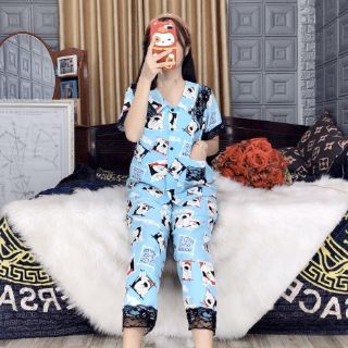 Đồ Bộ mặc nhà Kate Thái phối ren cổ sen