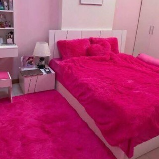 Bộ Chăn Ga Gối Nỉ Nhung Lông Cao Cấp Màu Hồng Đậm Tặng Kèm Gối Tim