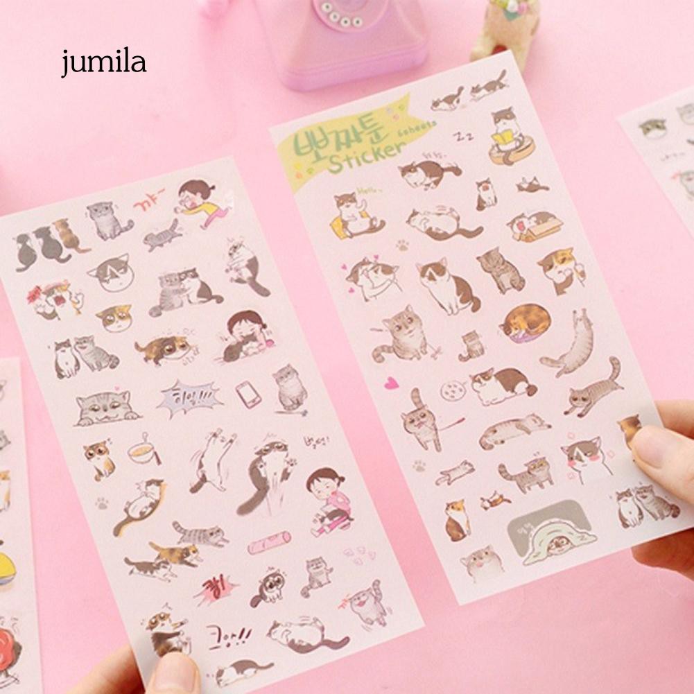 Set 6 tấm hình dán trang trí nhật ký hình về mèo đáng yêu