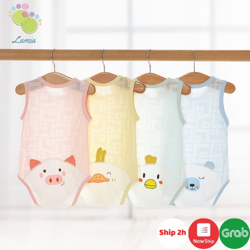 Bộ Bodysuit Sát Nách Mùa Hè Vải Thông Hơi Mỏng Mát Cho Bé Sơ Sinh Lamia 𝟎𝟗𝐁𝐃𝐒