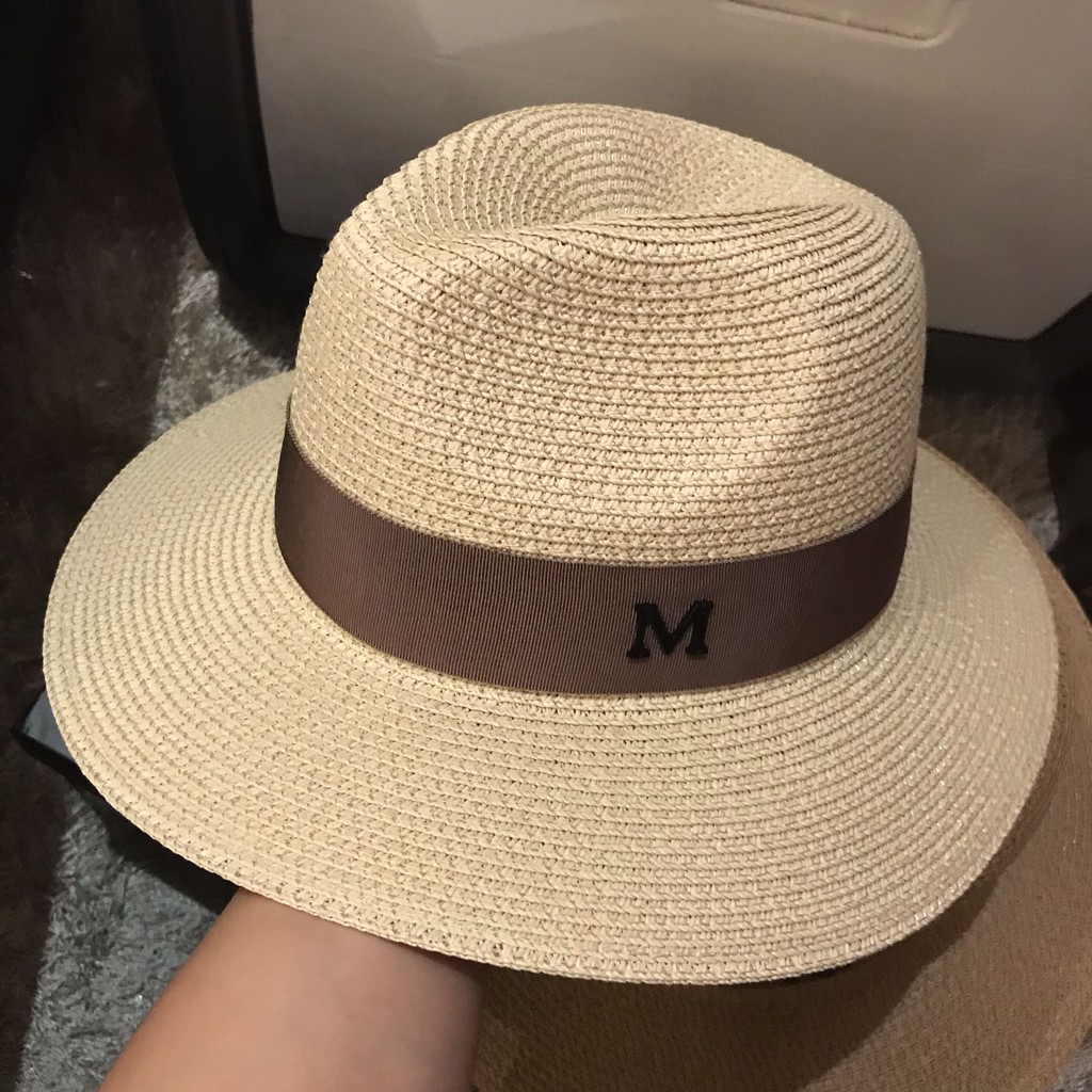 MC03 Nón Cói Đi Biển Chữ M, Mũ Cói Nữ Rộng Vành Form Chuẩn Đẹp