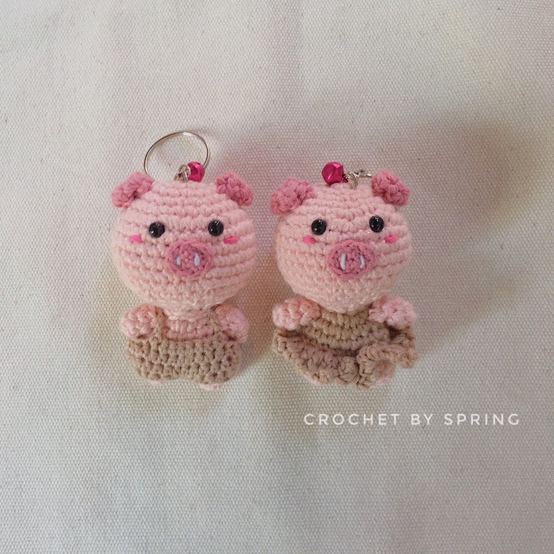 MÓC KHOÁ LEN HEO BÔNG  l crochetbyspring