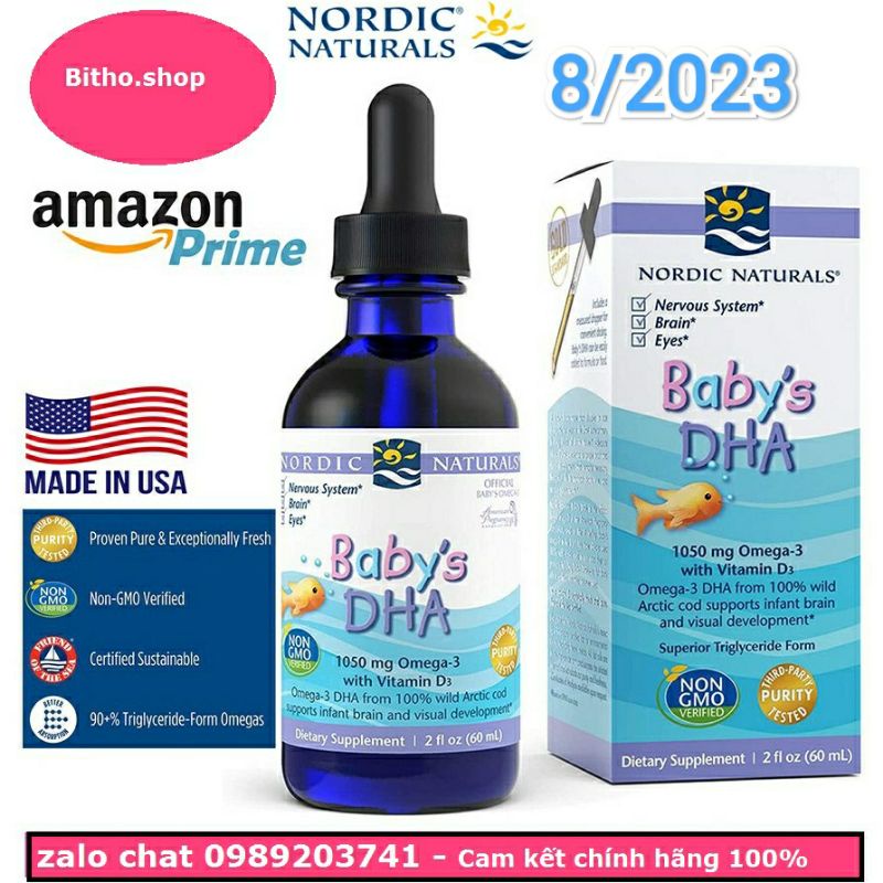 Nordic Baby's DHA 60ml vitamin, miễn dịch cho trẻ