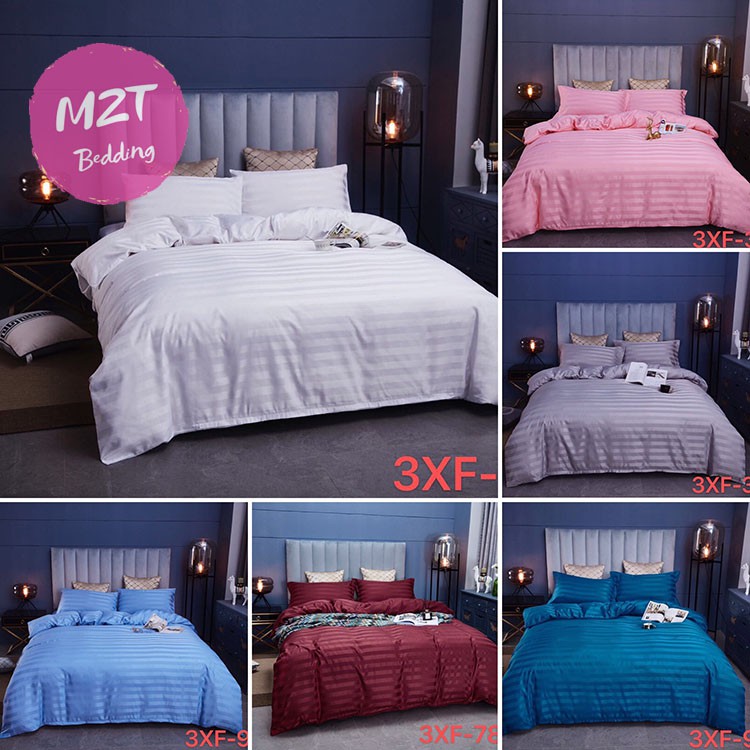 Bộ chăn ga Cotton sọc 3f M2T bedding chăn ga Hàn Quốc đủ màu đủ size miễn phí bo chun