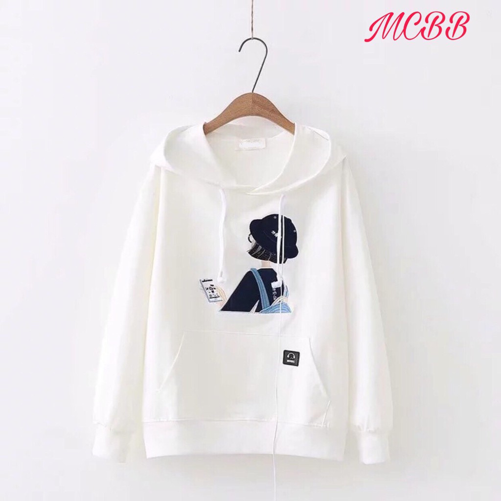 Áo hoodie tay dài cho bé và mẹ chất thun cotton xinh mát có 4 màu như hình