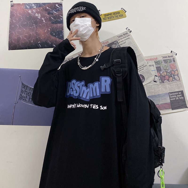 Áo phông tay dài sweater nam nữ unisex form rộng teen cổ tròn oversize cotton giá rẻ basic đen trắng ulzzang BSST