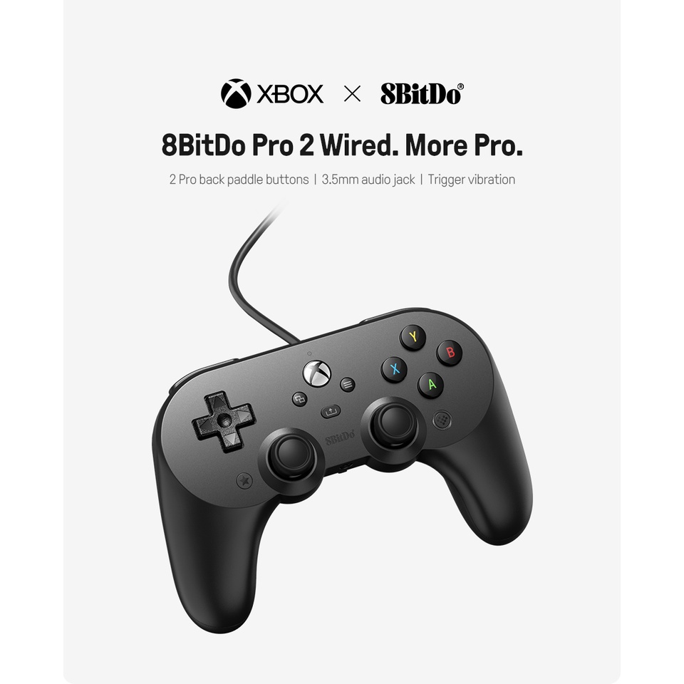 tay cầm chơi game 8BitDo xbox Pro 2 có dây dành cho Xbox Series X, Xbox Series S, Xbox One &amp; Windows 10,11