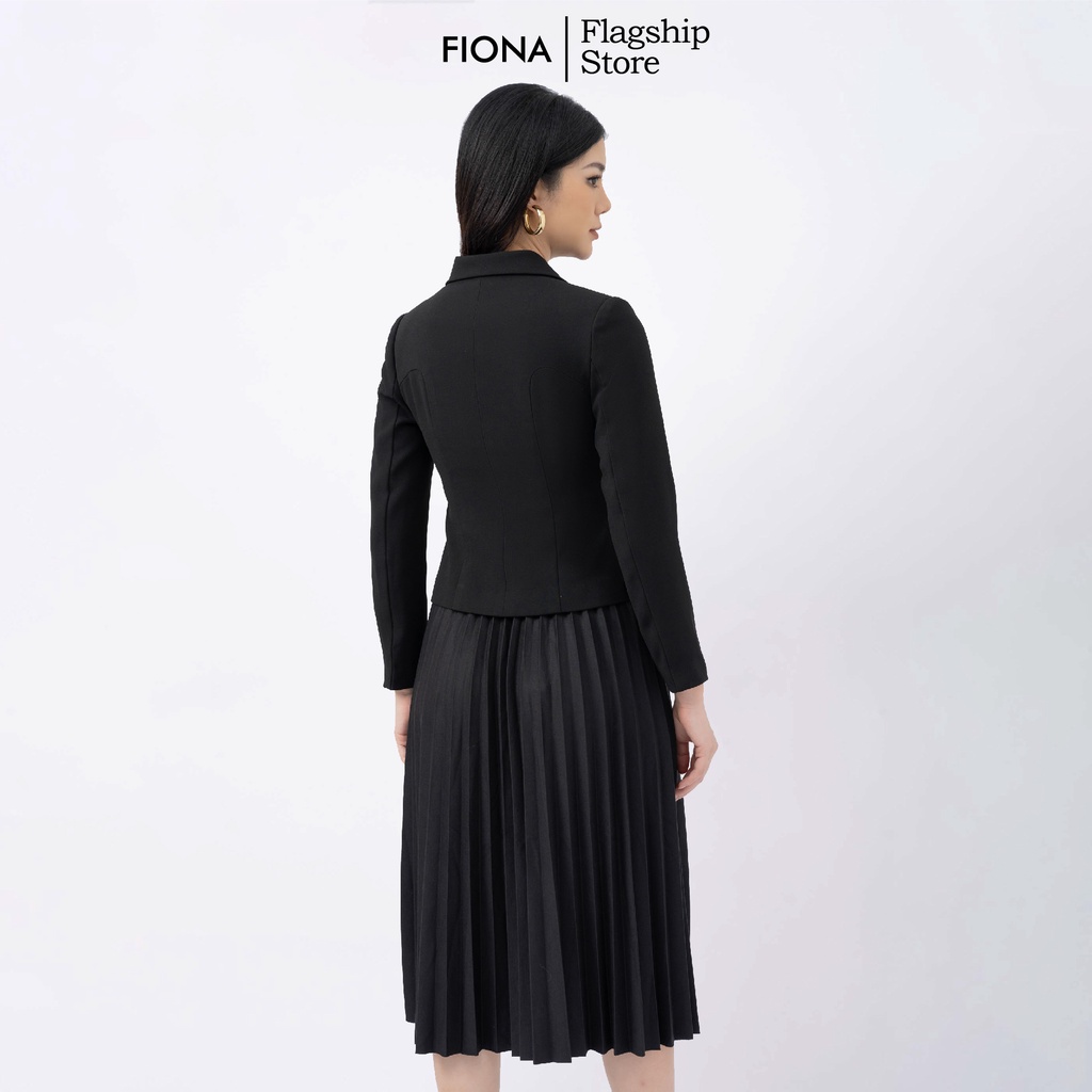 Áo vest nữ công sở, áo vest nữ cổ hai ve, nẹp hai hàng cúc, dài tay FIONA  F651447